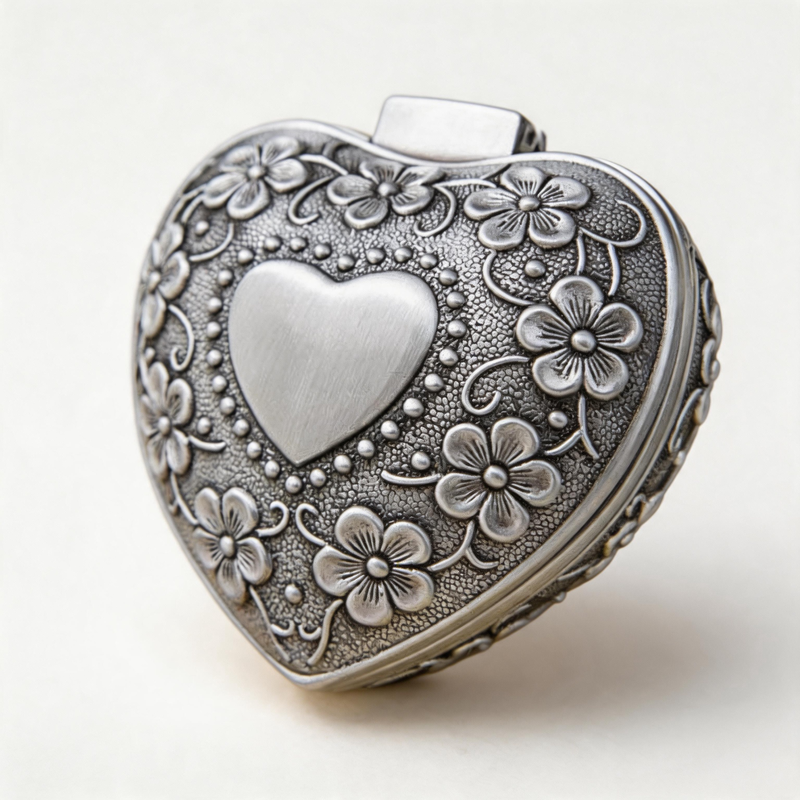 CouldNook Romantic Heart Wedding Box - Aesthetic Rose Engraved Ring Case (小胡0602-8ZA7HOB28)
