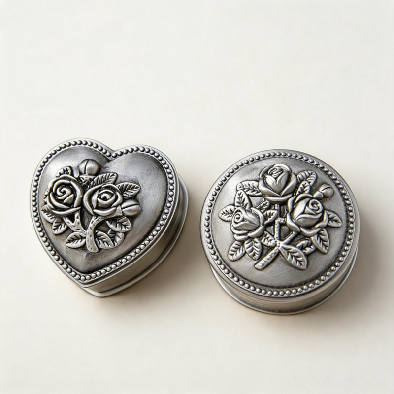 CouldNook Mini Floral Metal Jewelry Box - Aesthetic Engraved Ring Holder