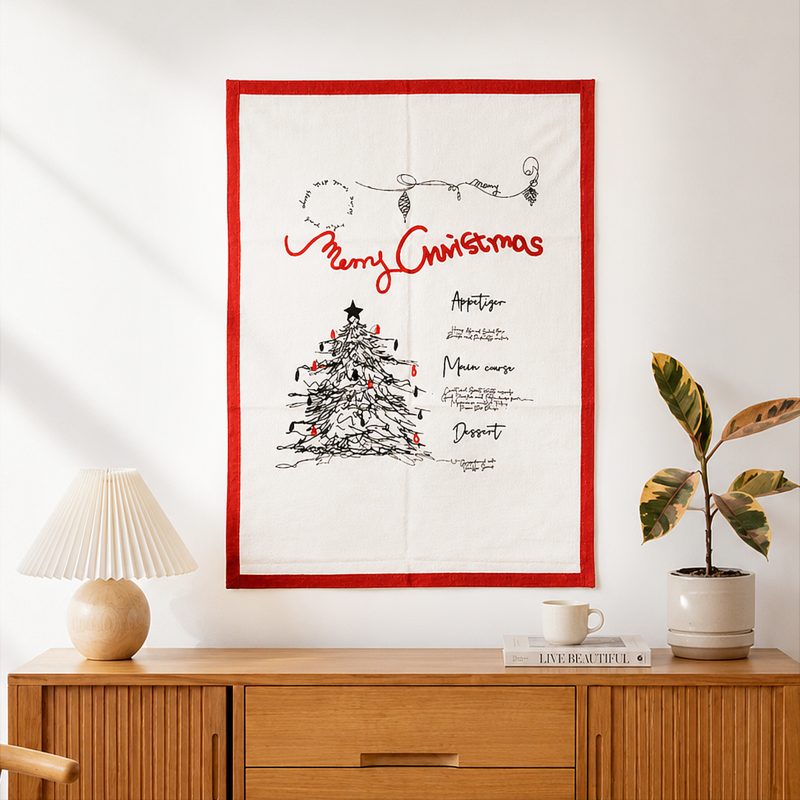 CouldNook Festive Cotton Holiday Placemat - Aesthetic Wall Background Cloth