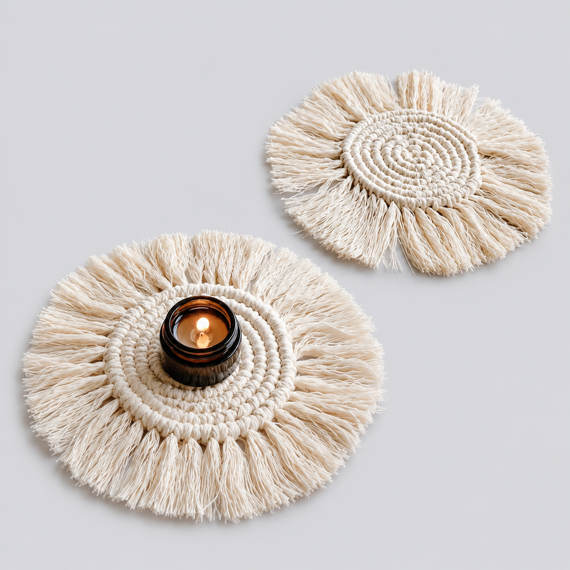 CouldNook Woven Tulip Cotton Coaster - Artistic Heat-Insulating Mat