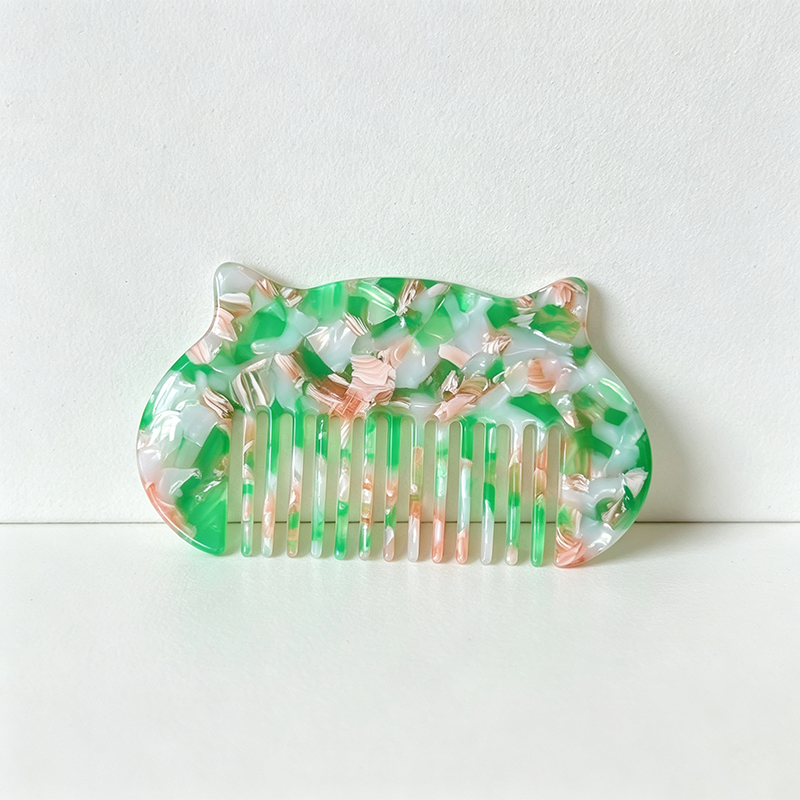 CloudNook Cat Ear Acetate Comb‑Wide Tooth Hair Comb