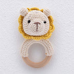 CouldNook Crochet Animal Rattle - Wooden Ring and Textured Figure