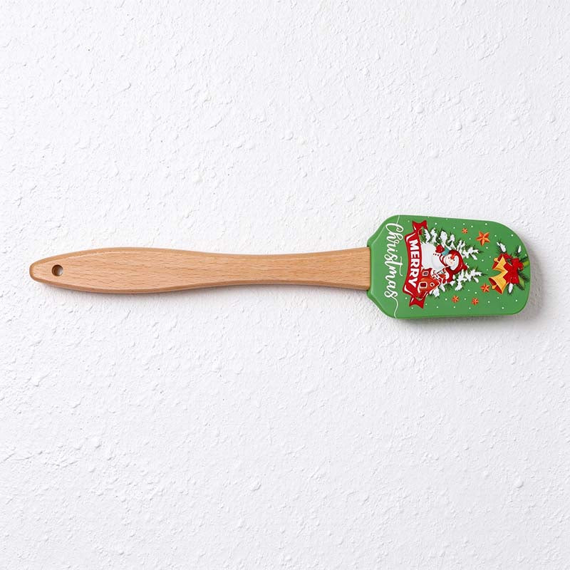 CouldNook Christmas Silicone Spatula - Printed Head and Beech Handle