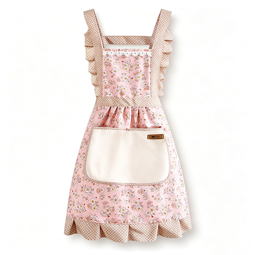 CloudNook Floral Ruffle Apron‑Princess Style Kitchen Apron