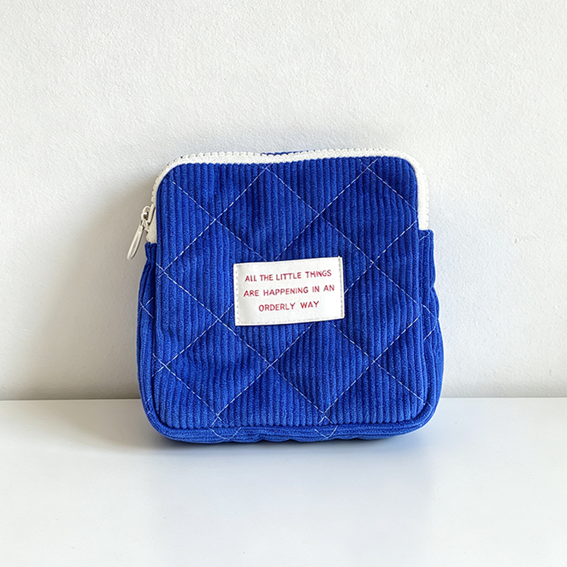CouldNook Corduroy Quilted Pouch‑Zipper Cosmetic Makeup Bag