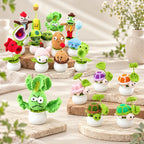 CouldNook Crocheted Character Pot Ornament - Colorful Figures And White Pots