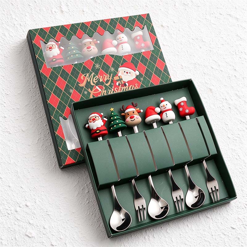 CouldNook Christmas Cutlery Set - Character Tops and Decorative Charm Designs