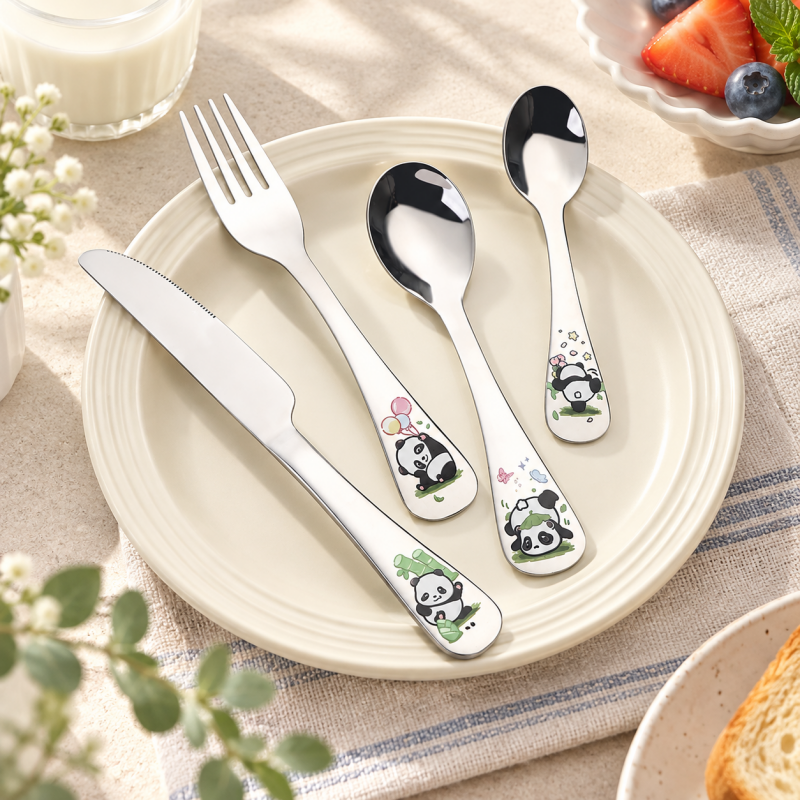 CouldNook Children Flatware - Colorful Cartoon Animal Handles Accent