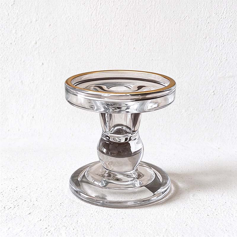 CouldNook Glass Pedestal Candle Holder - Tiered Stem And Separate Candle Options
