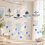 CouldNook Nautical Sailboat Wind Chime - Hanging Tubes And Blue Charms