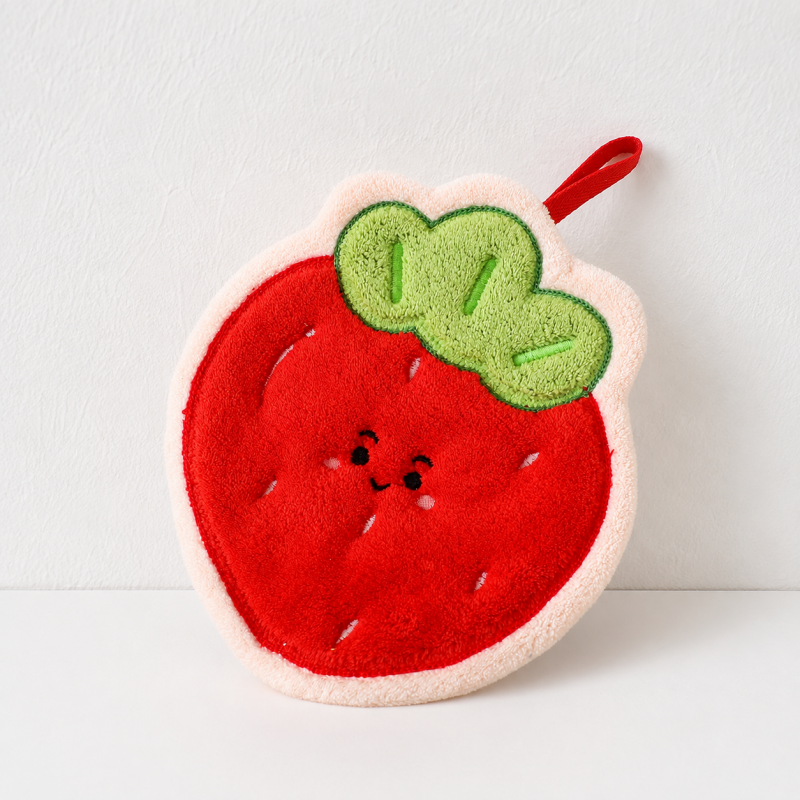 CouldNook Cartoon Coral Fleece Hand Towel‑Hanging Absorbent Cloth