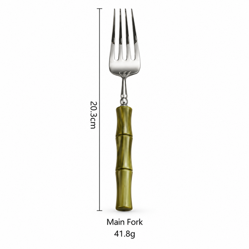 Bamboo Style Flatware - Segmented Acrylic Handles and Steel