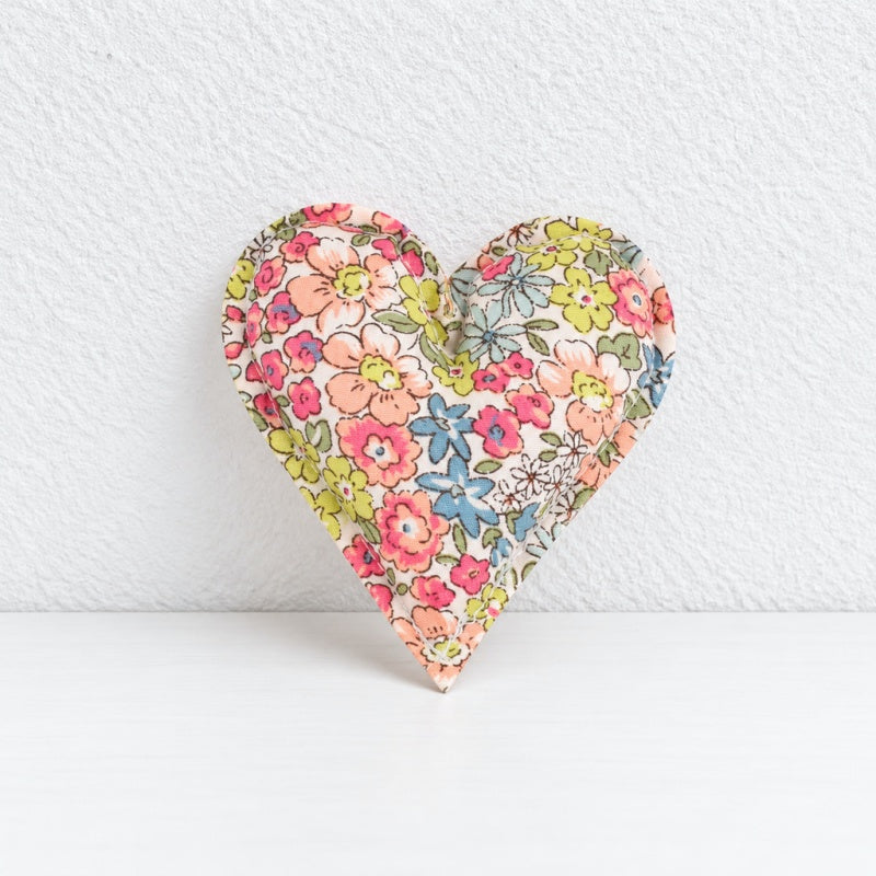 CouldNook Fabric Heart Decoration - Padded Shape And Patterned Textile Exterior
