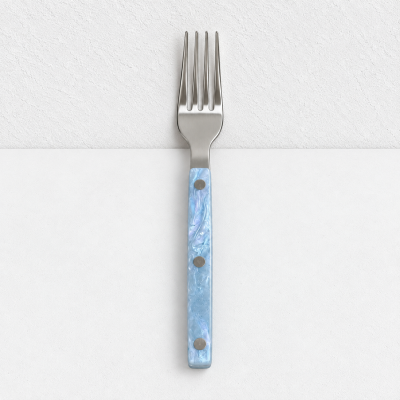 Riveted Flatware - Pearlescent Handles and Polished Steel Heads