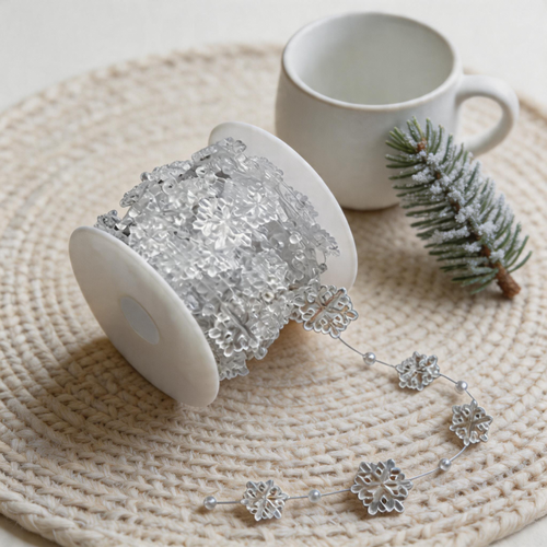Clear Snowflake Bead Garland Wall Decor - 5M Christmas Decoration Chain