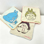 CouldNook Pure Cotton Yarn-Dyed Jacquard Embroidered Small Square Towel-Cute Artistic Hand Towel