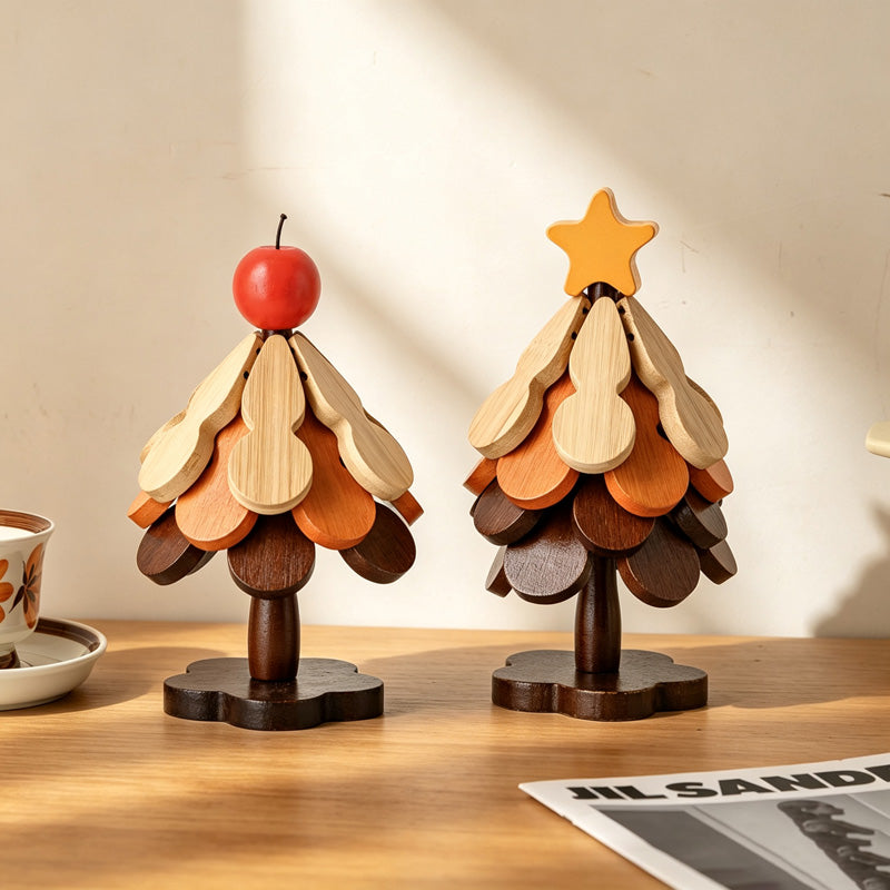 CouldNook Layered Wooden Tree Trivet Set - Three Display Sizes
