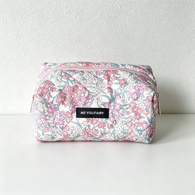 CouldNook Quilted Floral Print Cosmetic Bag - Vanity Storage Accent