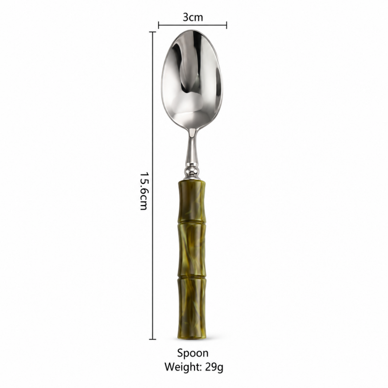Bamboo Style Flatware - Segmented Acrylic Handles and Steel