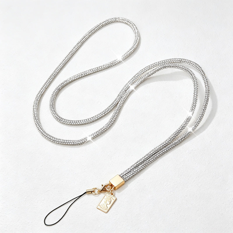 CouldNook Rhinestones Set Crossbody Phone Strap with Closely Set Reflective Stones