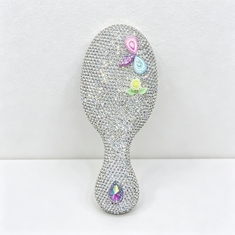 CouldNook Flower Stone Set Bamboo-Look Hair Brush - Handheld Grip Profile