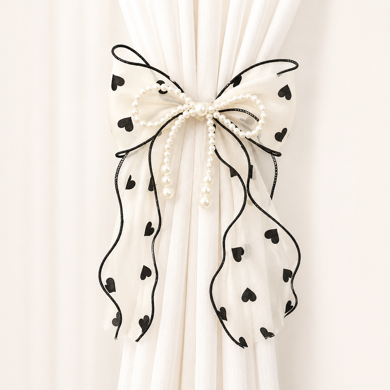 CouldNook Lace Embroidery Bow Curtain Tieback 2PCS Set - Window Styling Accent