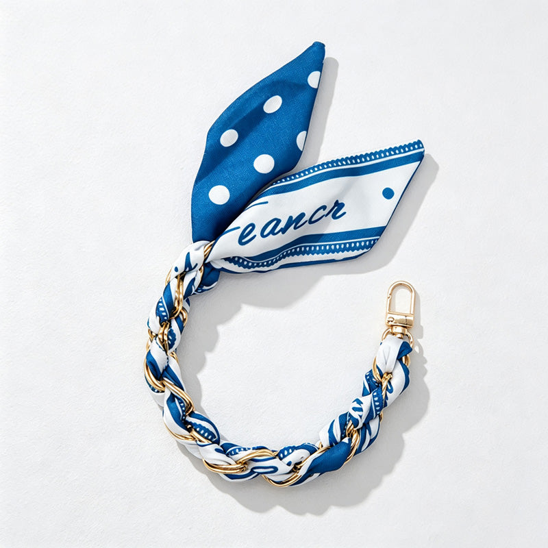 CouldNook Coastal Print Scarf Phone Wrist Strap - Chain Links
