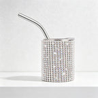 CouldNook Tumbler-3oz Rhinestone Straight Insulated Tumbler with Straw Mini Shot Glass Portable Car Cup