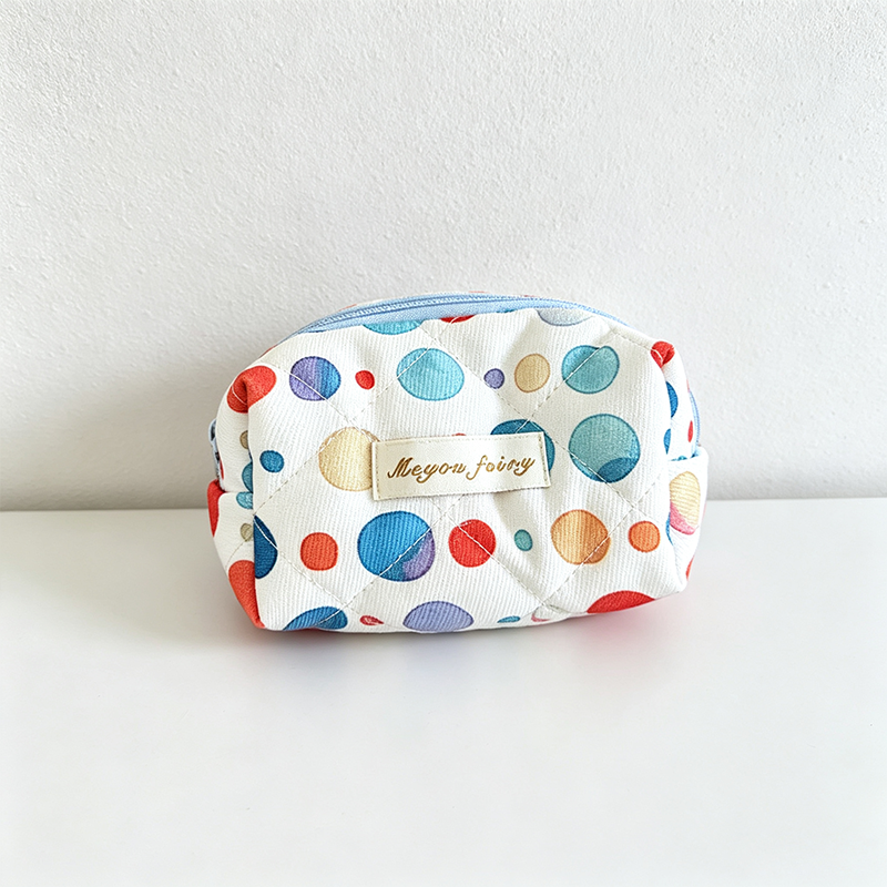 CouldNook Quilted Polka Dot Cosmetic Bag - Vanity Storage Accent