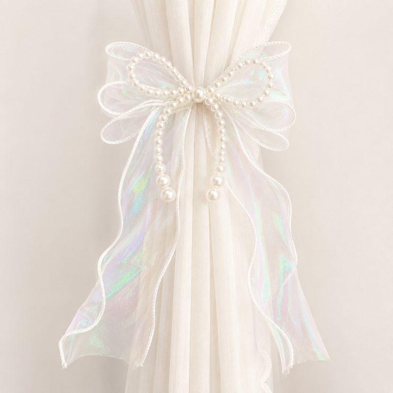CouldNook Lace Embroidery Bow Curtain Tieback 2PCS Set - Window Styling Accent