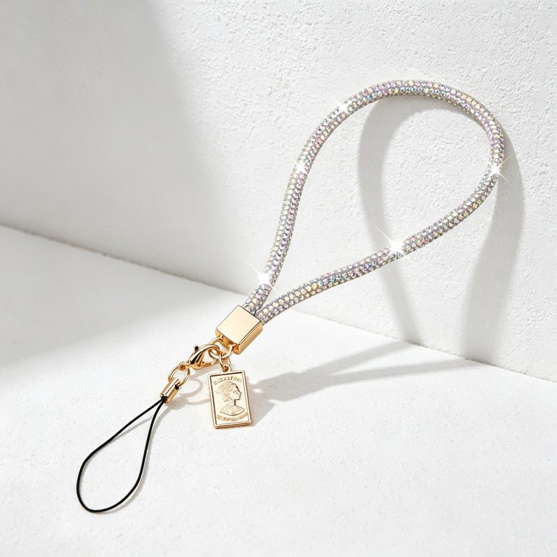 CouldNook Rhinestones Set Wrist Phone Strap with Closely Set Reflective Stones