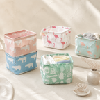 CouldNook Compact Fabric Storage Basket - Printed Side-Handle Organizer
