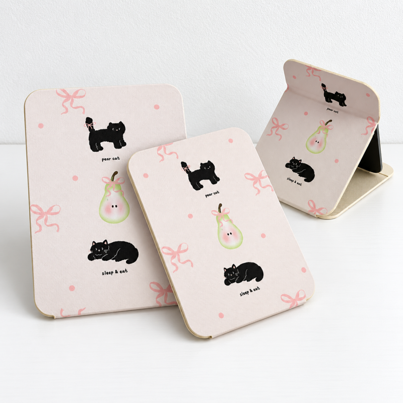 CouldNook Patterned Folding Mirror - Printed Cover And Fold-Back Tabletop Support
