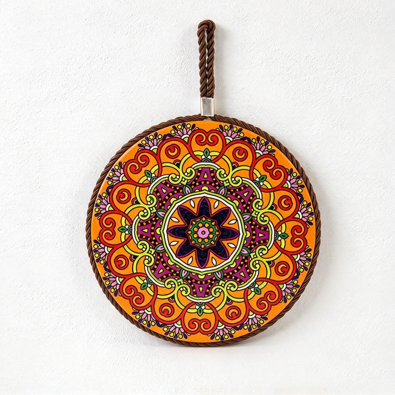 CouldNook Patterned Ceramic Coaster - Round Motifs and Cord-Edged Trivets