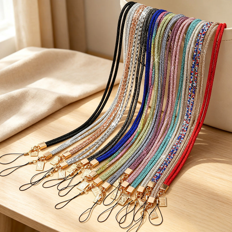 CouldNook Rhinestones Set Crossbody Phone Strap with Closely Set Reflective Stones
