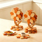 CouldNook Wooden Sunflower Trivet Set - Standing Petal Display