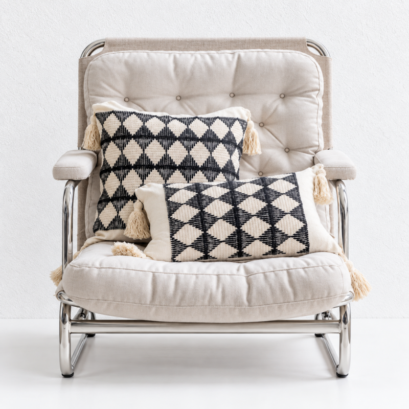 CouldNook Tasseled Cushion Cover - Woven Patterns And Four Corner Tassels