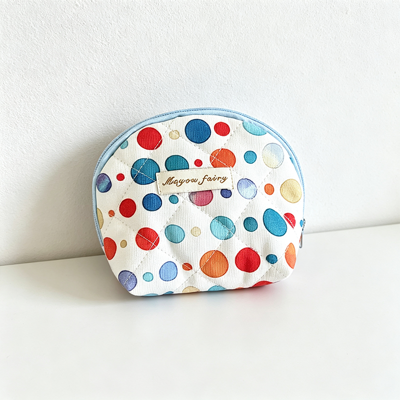 CouldNook Quilted Polka Dot Cosmetic Bag - Vanity Storage Accent
