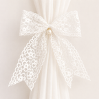 CouldNook Basic Embroidery Bow Curtain Tieback 2PCS Set - Window Styling Accent