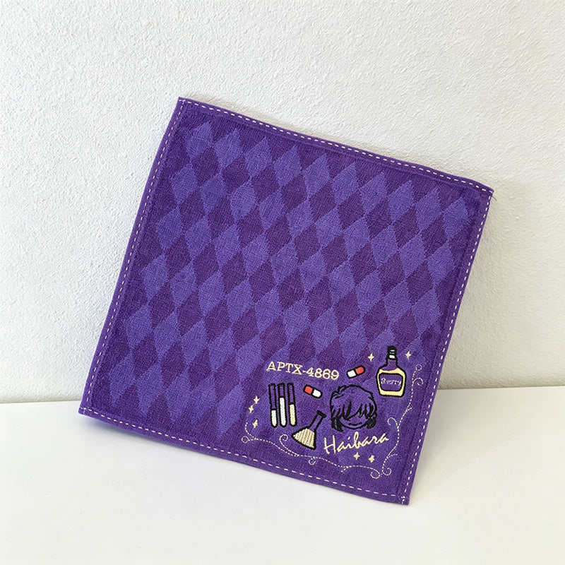 CouldNook Pure Cotton Yarn-Dyed Jacquard Embroidered Small Square Towel-Cute Artistic Hand Towel