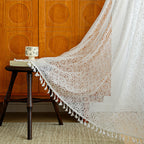 French Floral Lace Sheer Curtains - White Transparent Tulle Drape