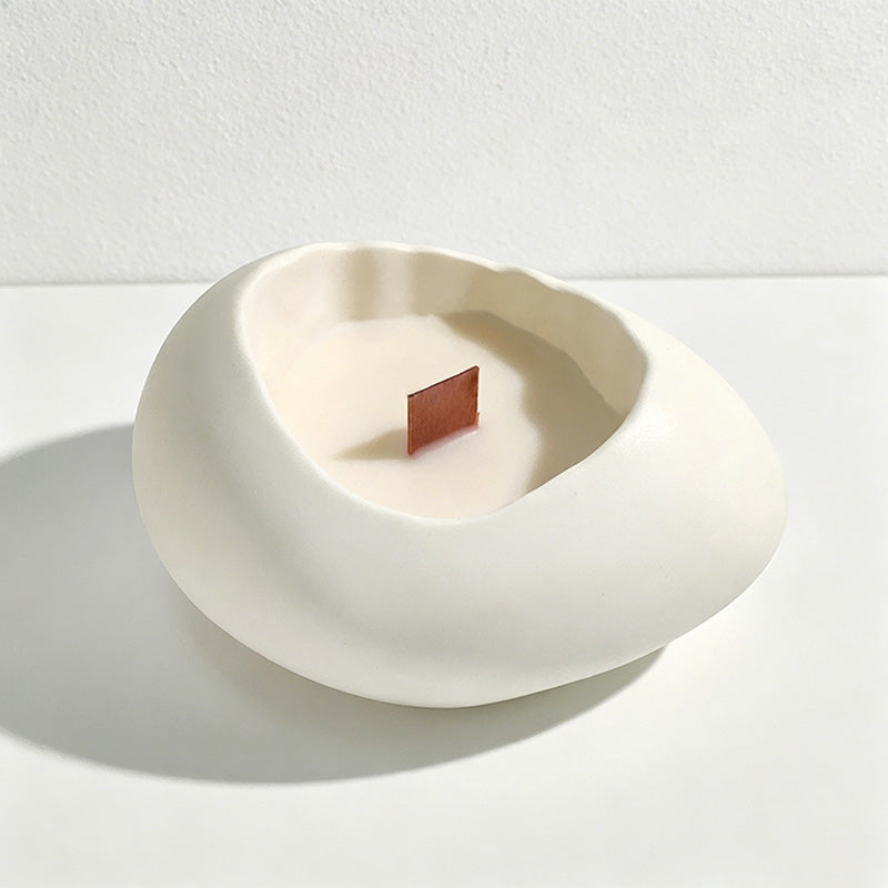 CouldNook Minimalist Eggshell Scented Candle - Wabi-Sabi Plaster Art Decor
