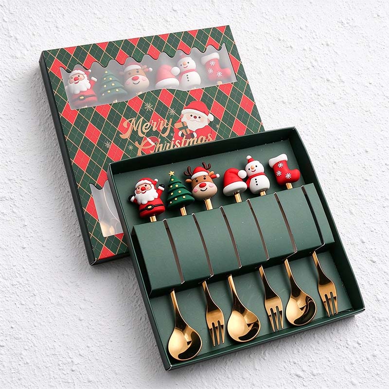 CouldNook Christmas Cutlery Set - Character Tops and Decorative Charm Designs
