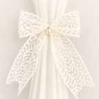 CouldNook Basic Embroidery Bow Curtain Tieback 2PCS Set - Window Styling Accent