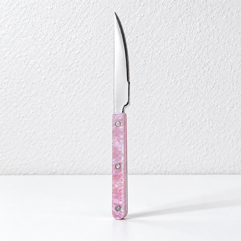 Riveted Table Utensil - Marbled Grips for Dining and Serving