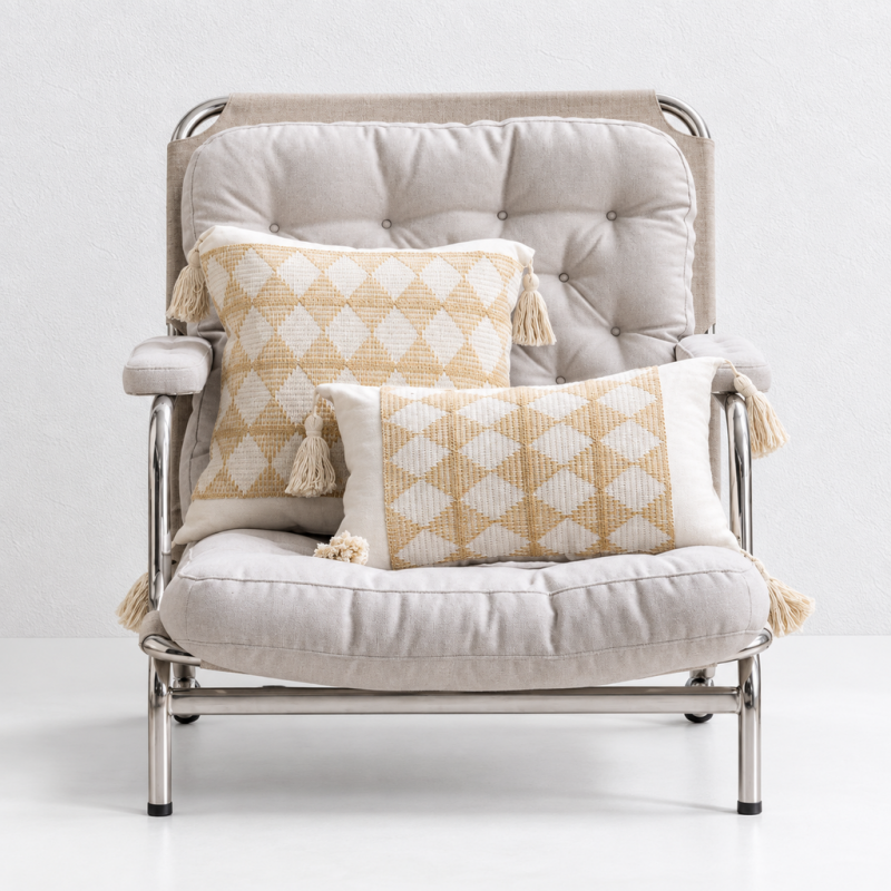 CouldNook Tasseled Cushion Cover - Woven Patterns And Four Corner Tassels
