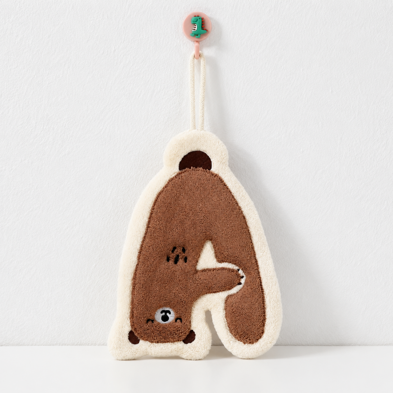 CouldNook Cartoon Coral Fleece Hand Towel‑Hanging Absorbent Cloth