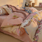 Ultra Soft Cartoon Panda & Bear Print Duvet Cover Set (Skin-Friendly & Breathable)