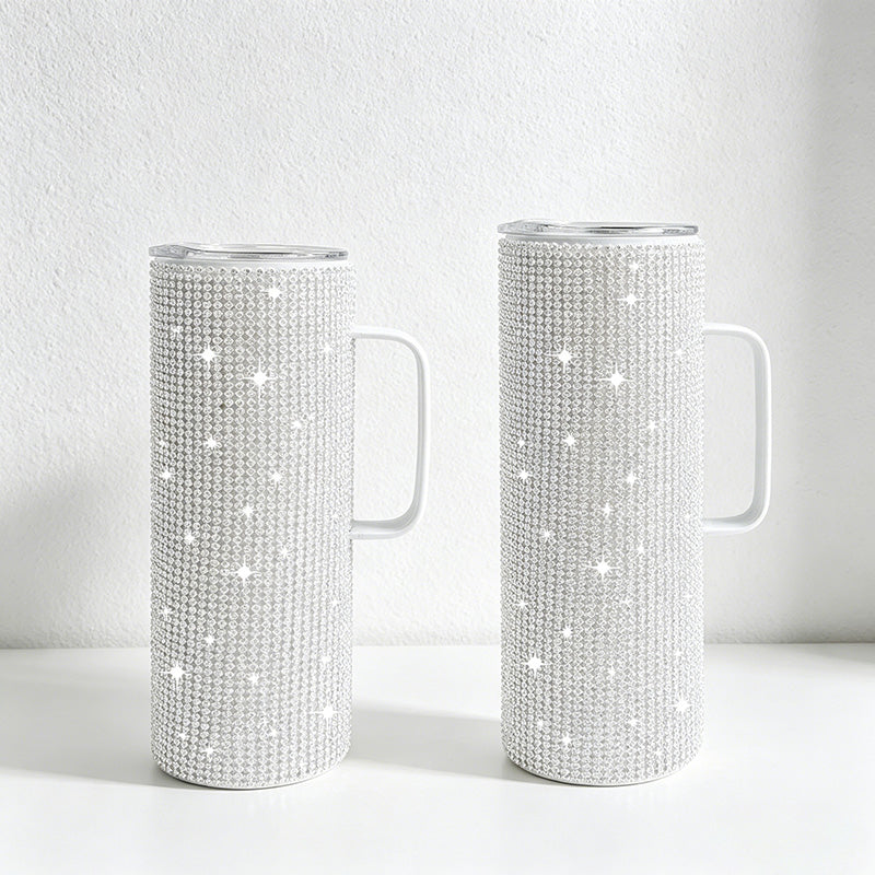 CouldNook 20/30oz Rhinestone Tumbler-Stainless Steel Vacuum Insulated Straight Body Cup with Handle