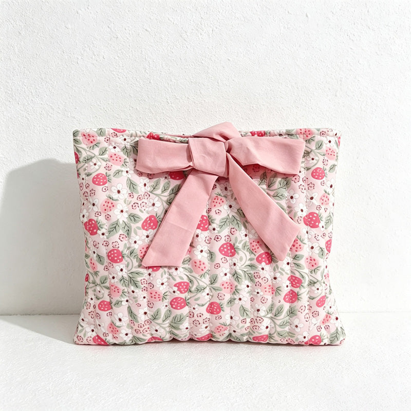 CouldNook Quilted Cosmetic Bag - Floral Prints and Bow Pattern Options